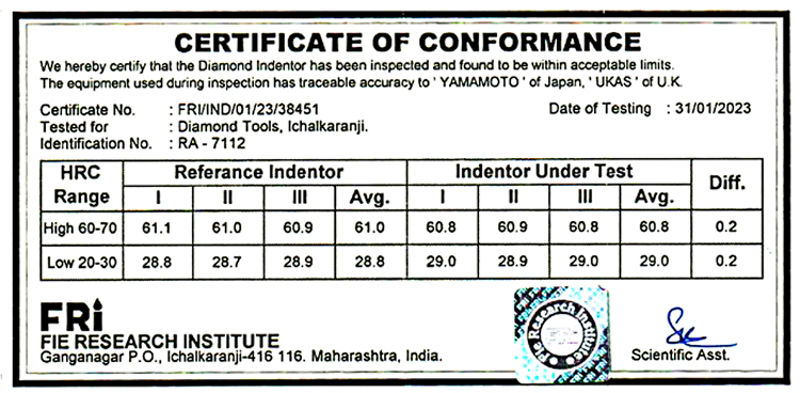 Diamond indentor DT